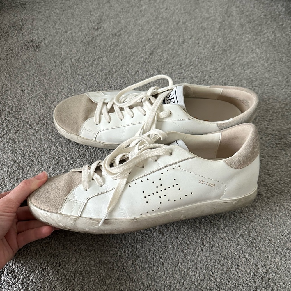 Sam Edelman Cream and Tan Sneakers